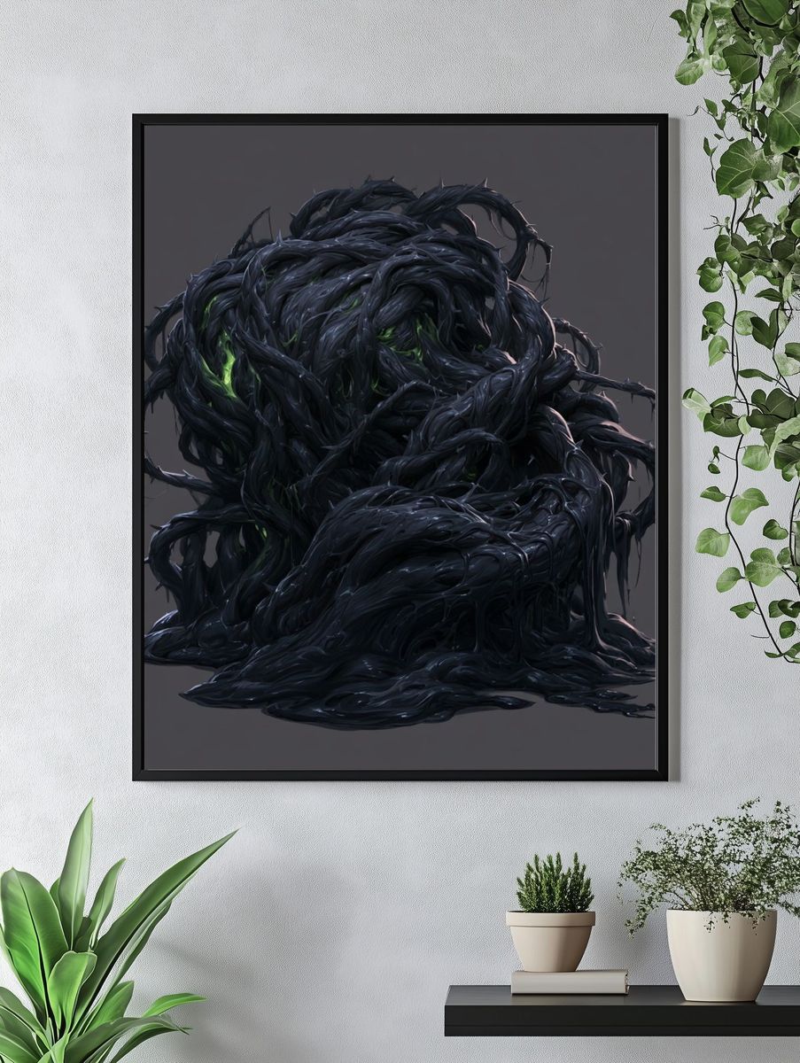 Dark Organic Abstract Poster. — room view 4