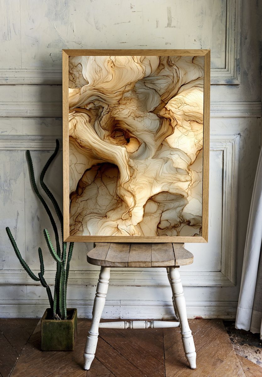 Organic Marble Flow Abstract Poster. — room view 1