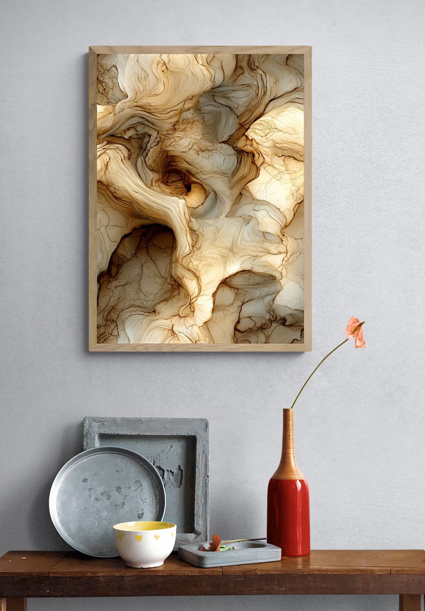 Organic Marble Flow Abstract Poster. — room view 3