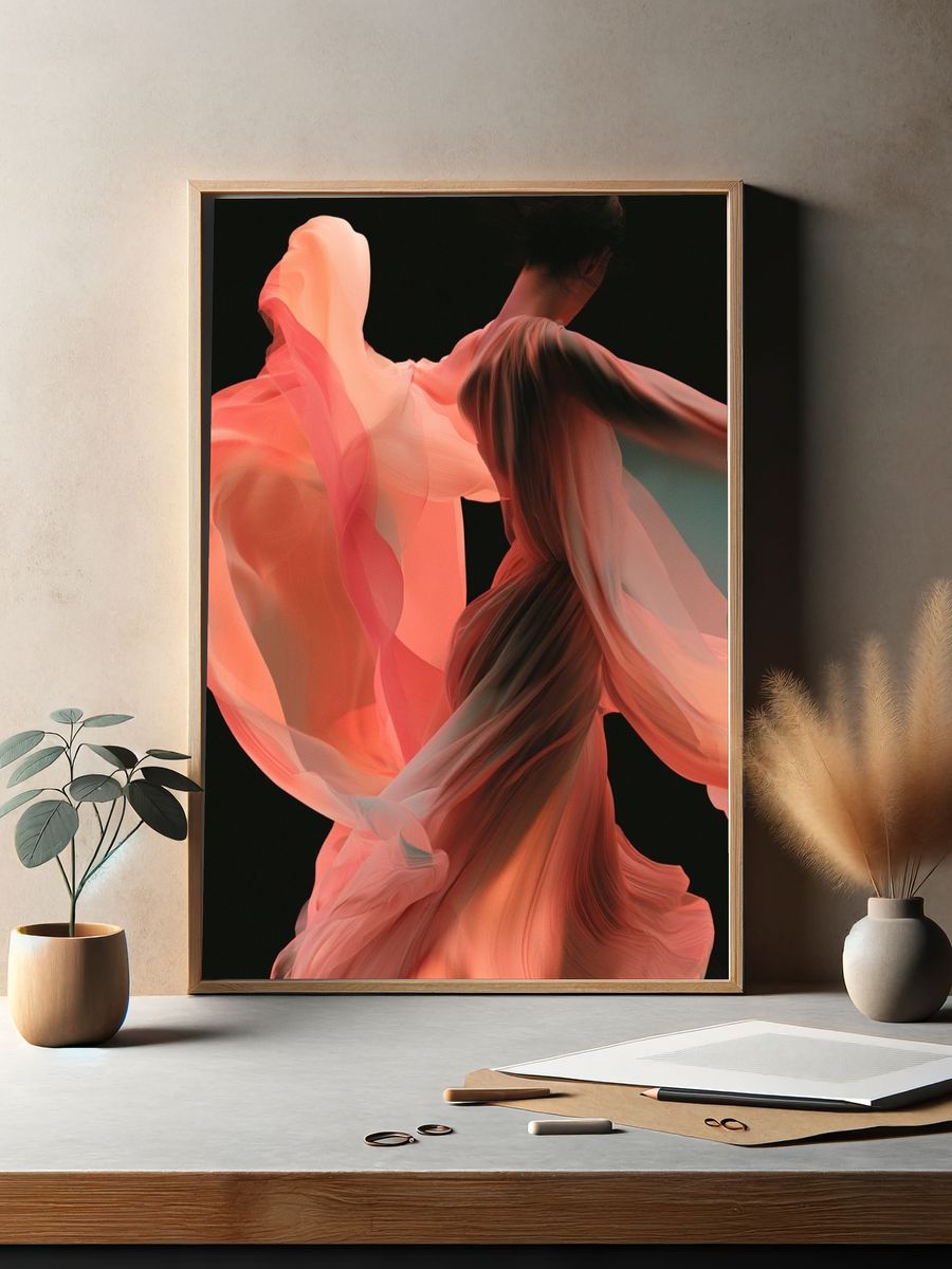 Coral Flow Abstract Print. — room view 2