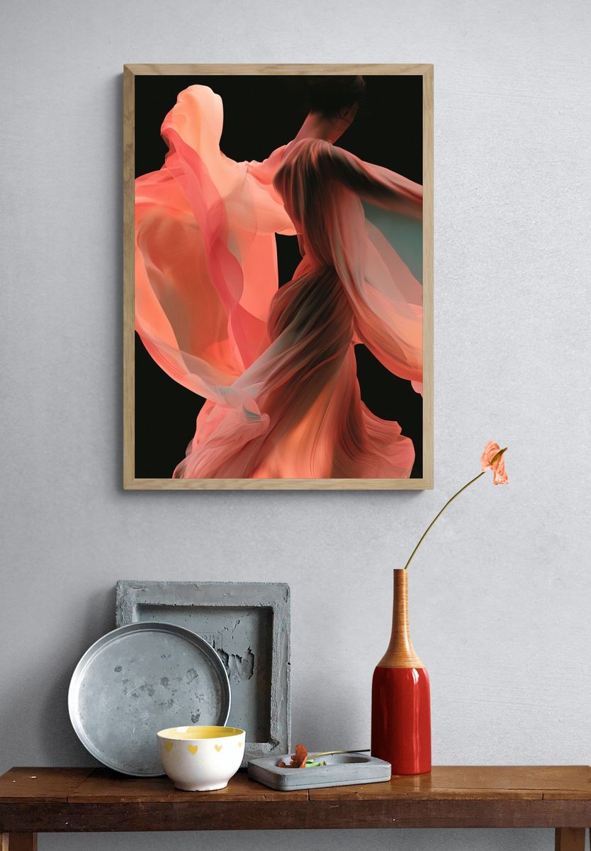 Coral Flow Abstract Print. — room view 3