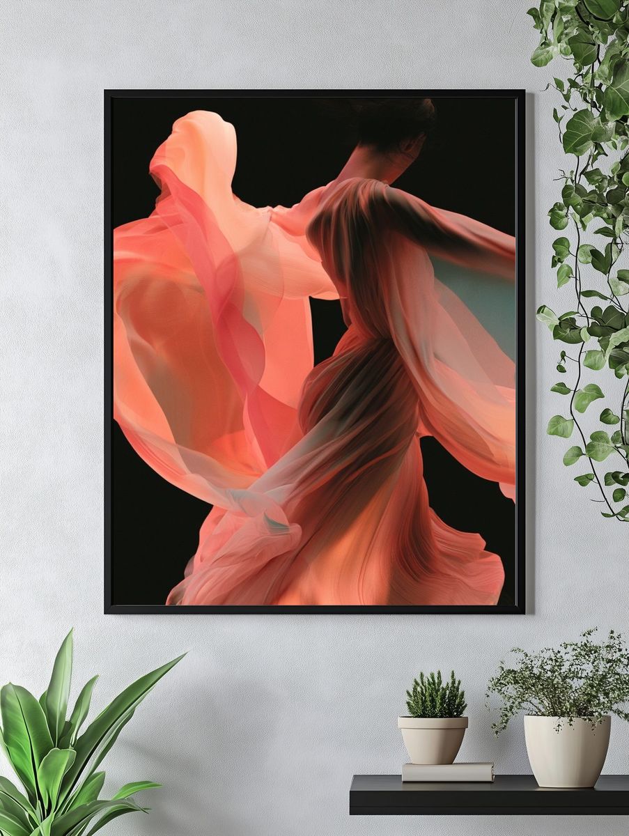 Coral Flow Abstract Print. — room view 4