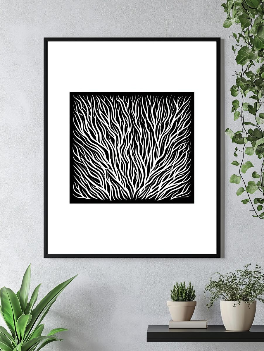 Black Coral Abstract Print. — room view 4