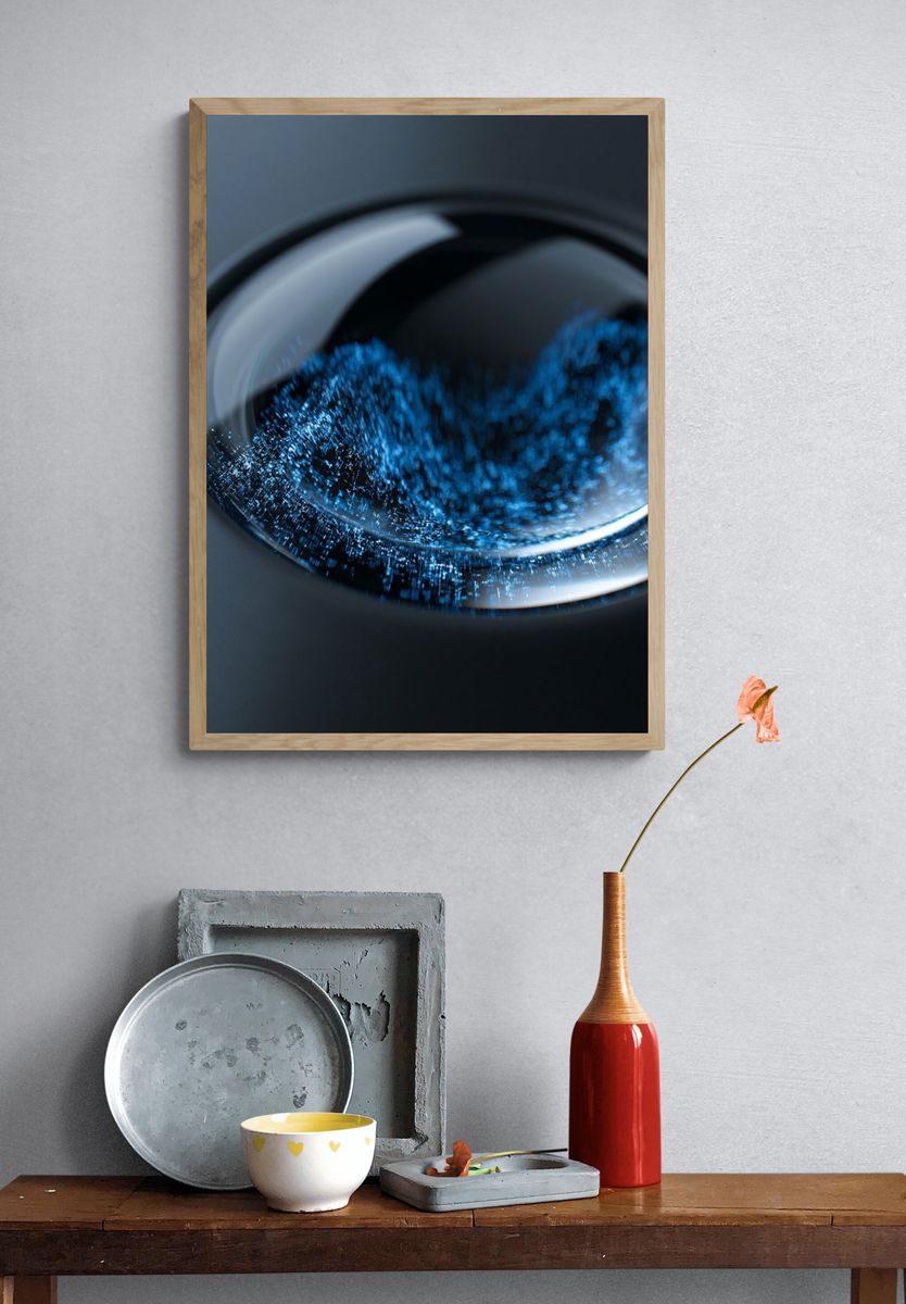 Blue Liquid Orb Abstract Poster. — room view 3