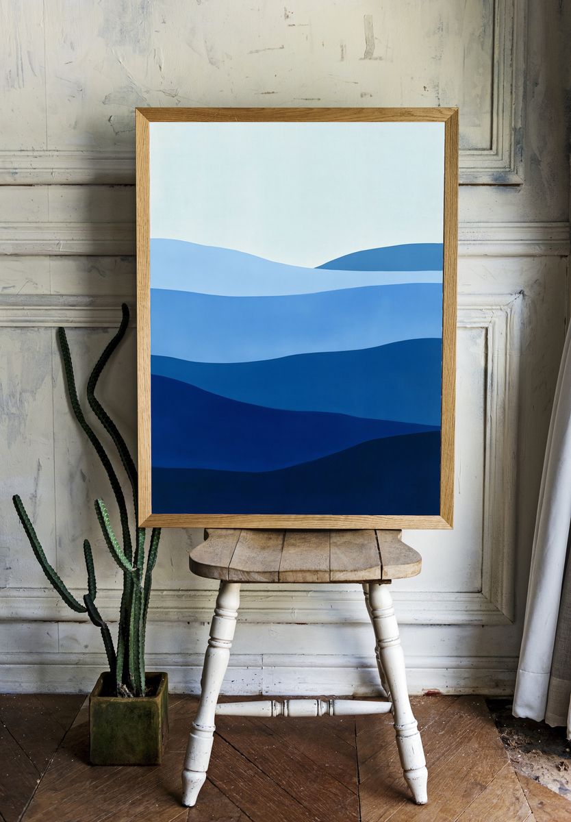 Blue Horizon Abstract Poster. room preview