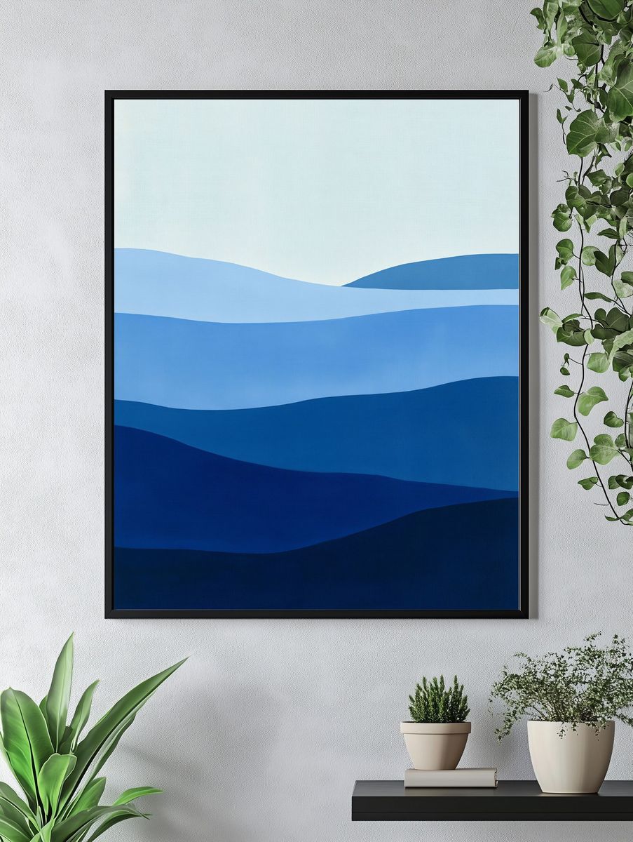 Blue Horizon Abstract Poster. — room view 4