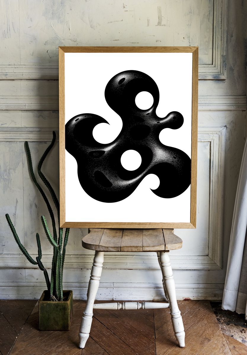 Organic Black Abstract Poster. — room view 1