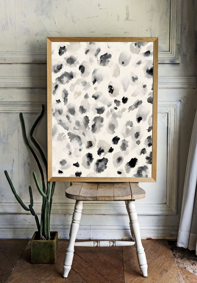 Monochrome Ink Blot Abstract Poster room preview