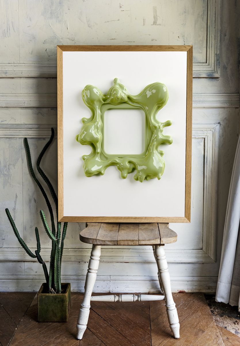 Olive Liquid Frame Abstract Poster. — room view 1