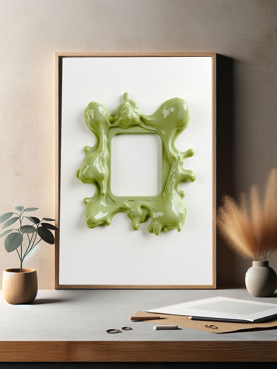 Olive Liquid Frame Abstract Poster. — room view 2