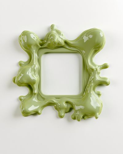 Olive Liquid Frame Abstract Poster. poster