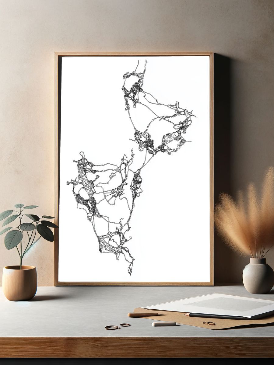 Organic Network Line Art Poster. — room view 2
