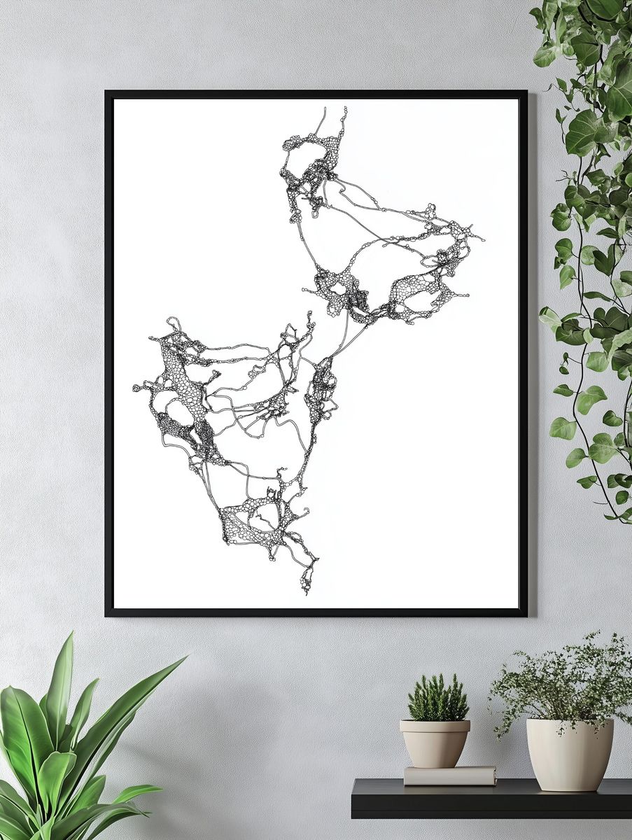 Organic Network Line Art Poster. — room view 4