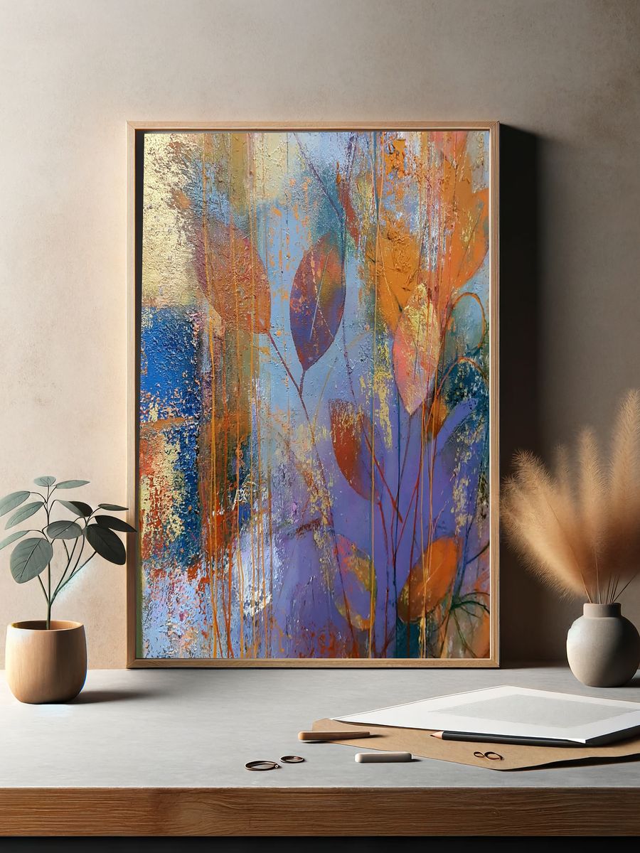 Abstract Leaf Texture Poster. — room view 2