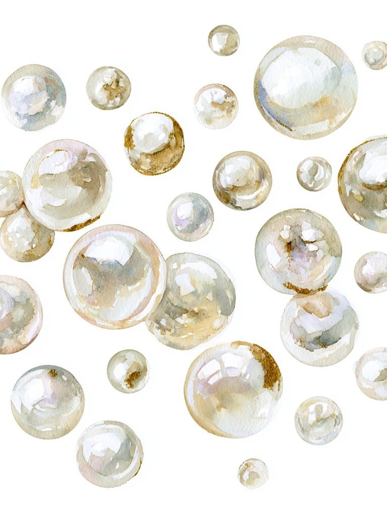 Pearl Bubble Watercolor Print. poster detail