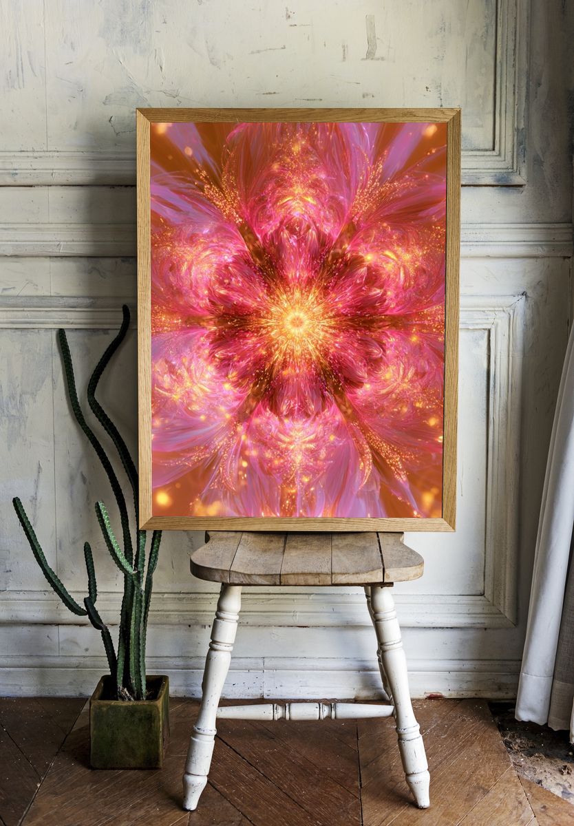 Radiant Pink Bloom Abstract Poster. — room view 1