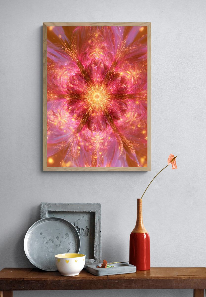 Radiant Pink Bloom Abstract Poster. — room view 3