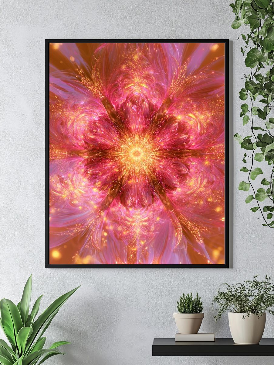 Radiant Pink Bloom Abstract Poster. — room view 4