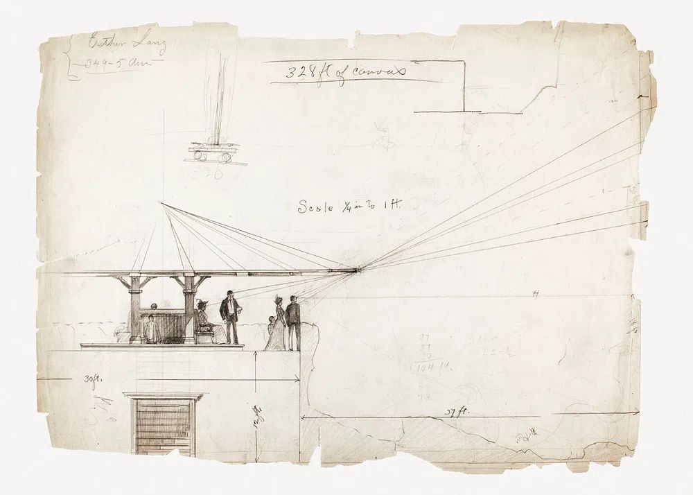 Architectural Blueprint — Vintage Print. poster detail