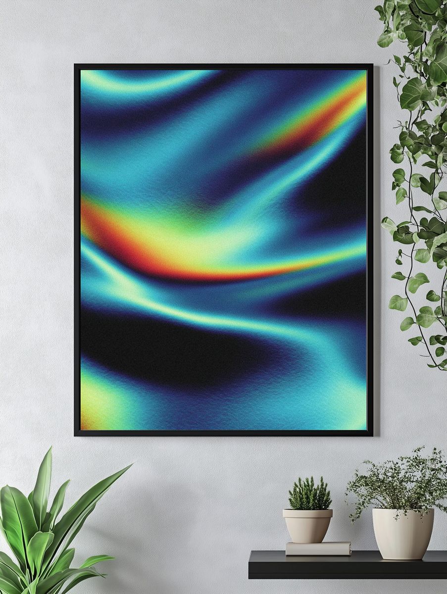 Colorful Abstract Waves Poster. — room view 4