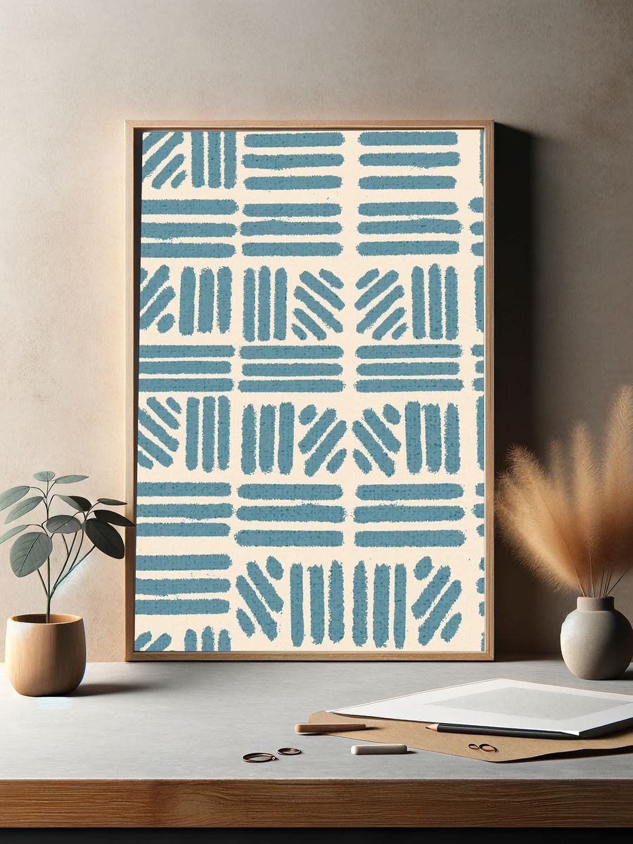 Geometric Blue Pattern Poster. — room view 2