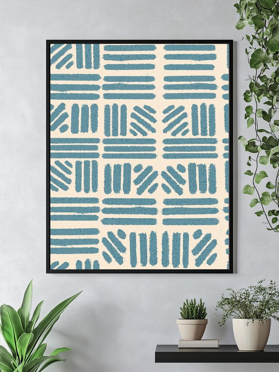Geometric Blue Pattern Poster. — room view 4