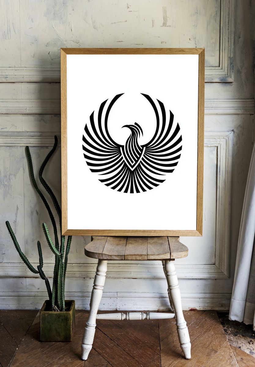 Abstract Phoenix Emblem Poster. — room view 1
