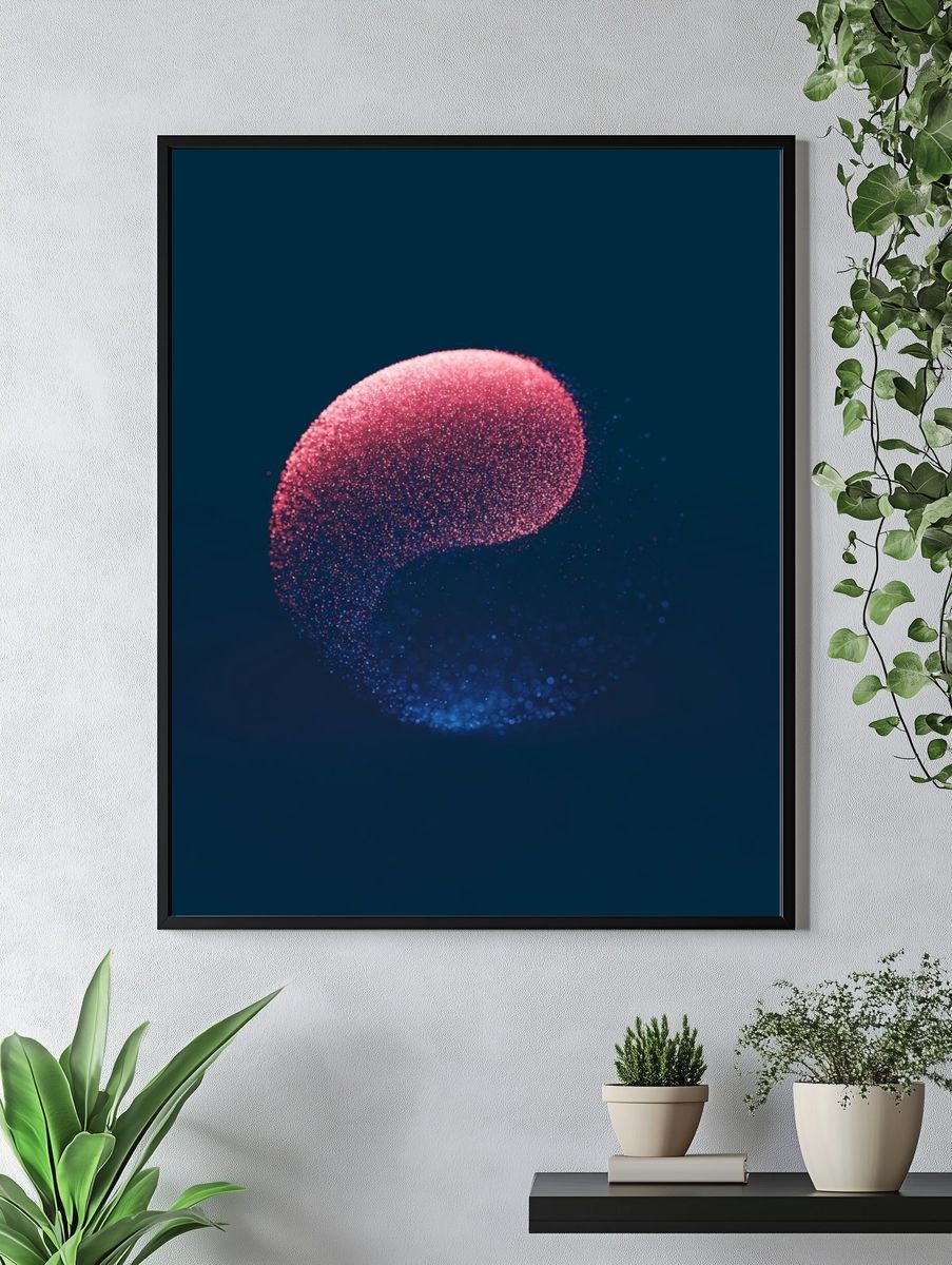 Pink Blue Orb Abstract Poster. — room view 4