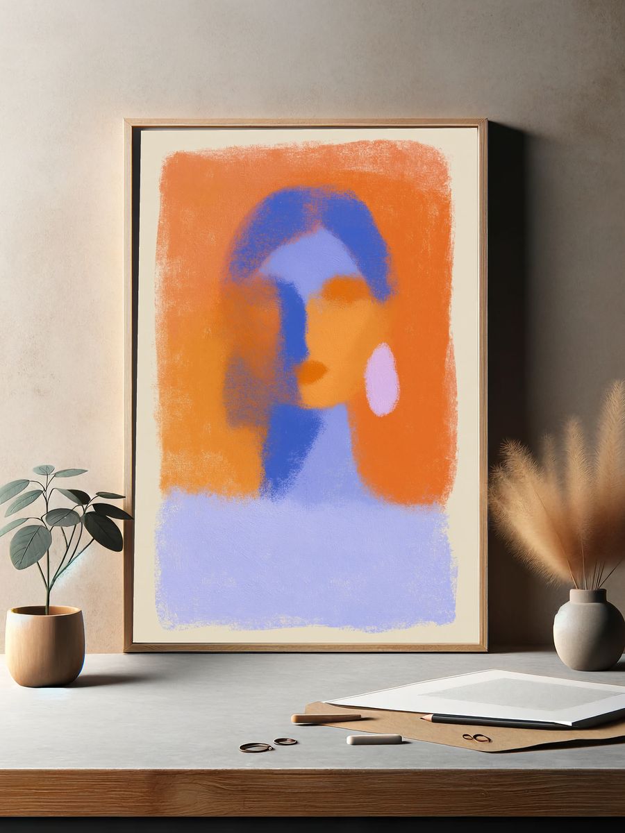 Orange Blue Abstract Poster. — room view 2