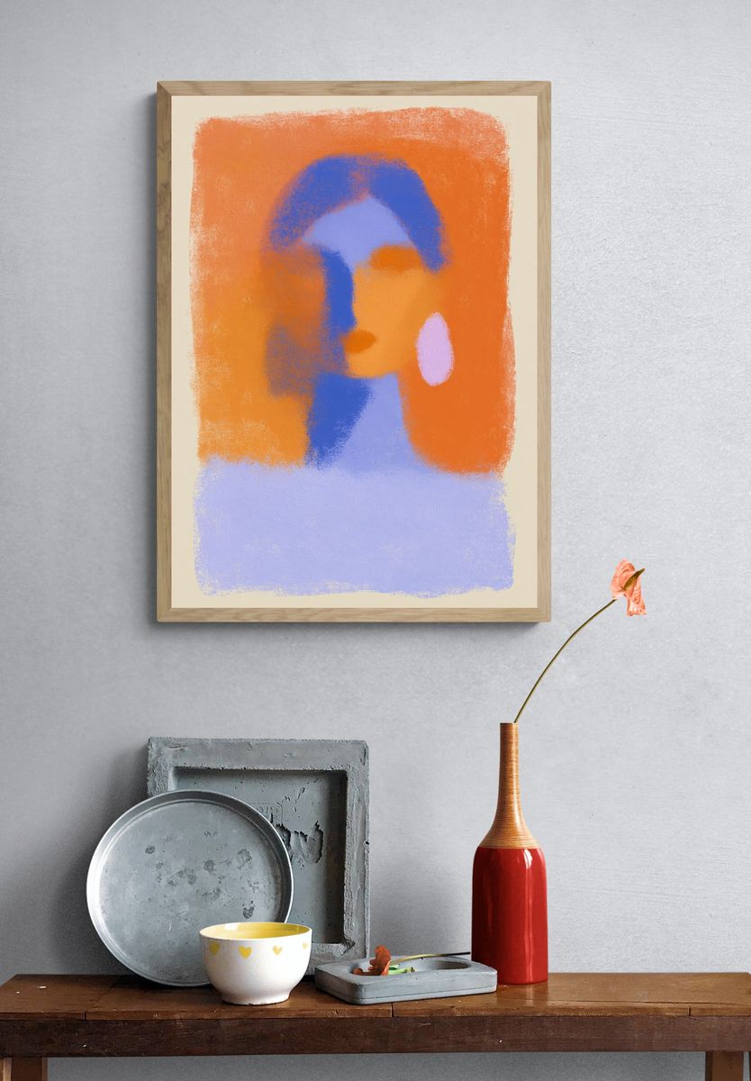Orange Blue Abstract Poster. — room view 3