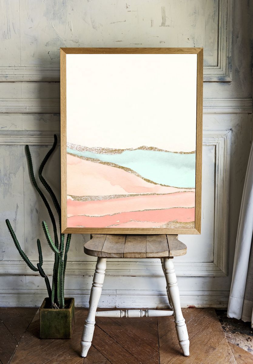 Shimmering orange green paint textured. — room view 1