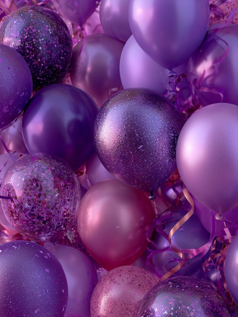Purple Balloon Celebration Abstract Poster. poster detail