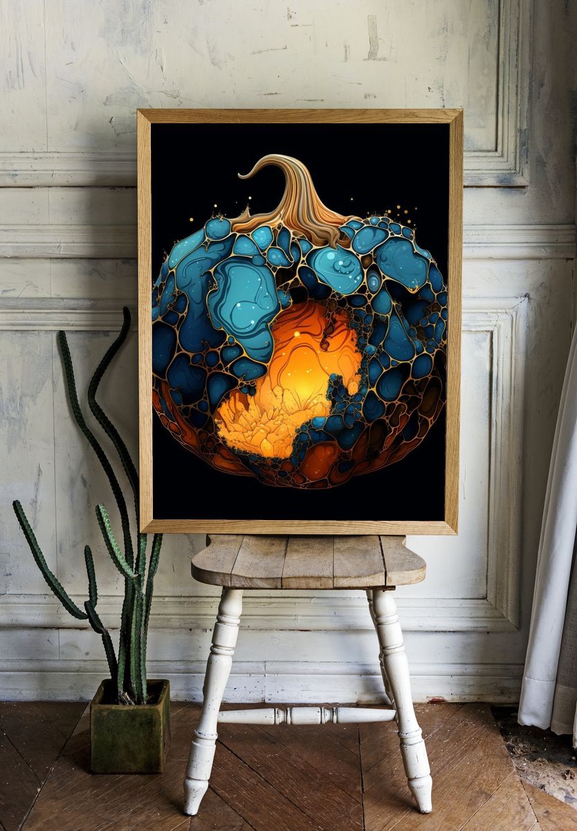 Abstract Pumpkin Glow Poster. — room view 1
