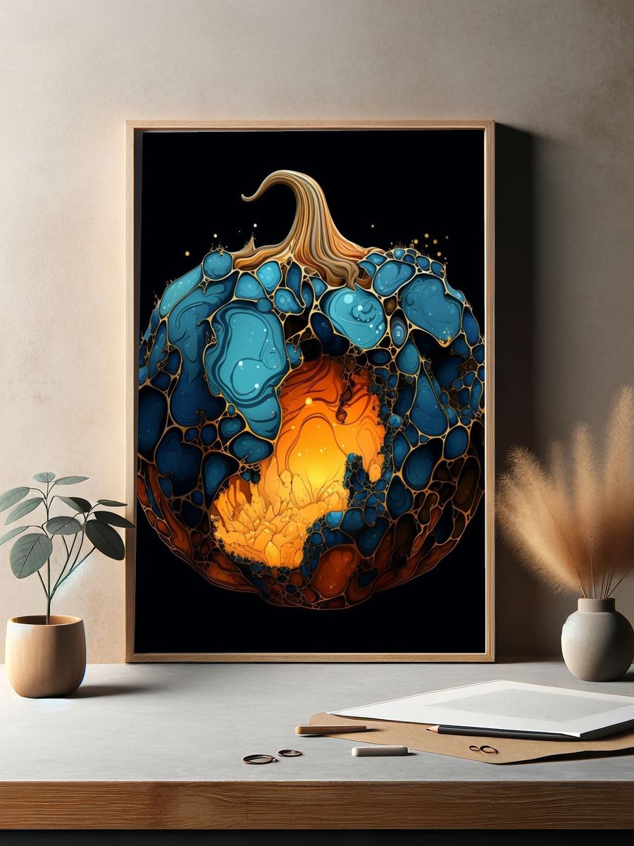 Abstract Pumpkin Glow Poster. — room view 2