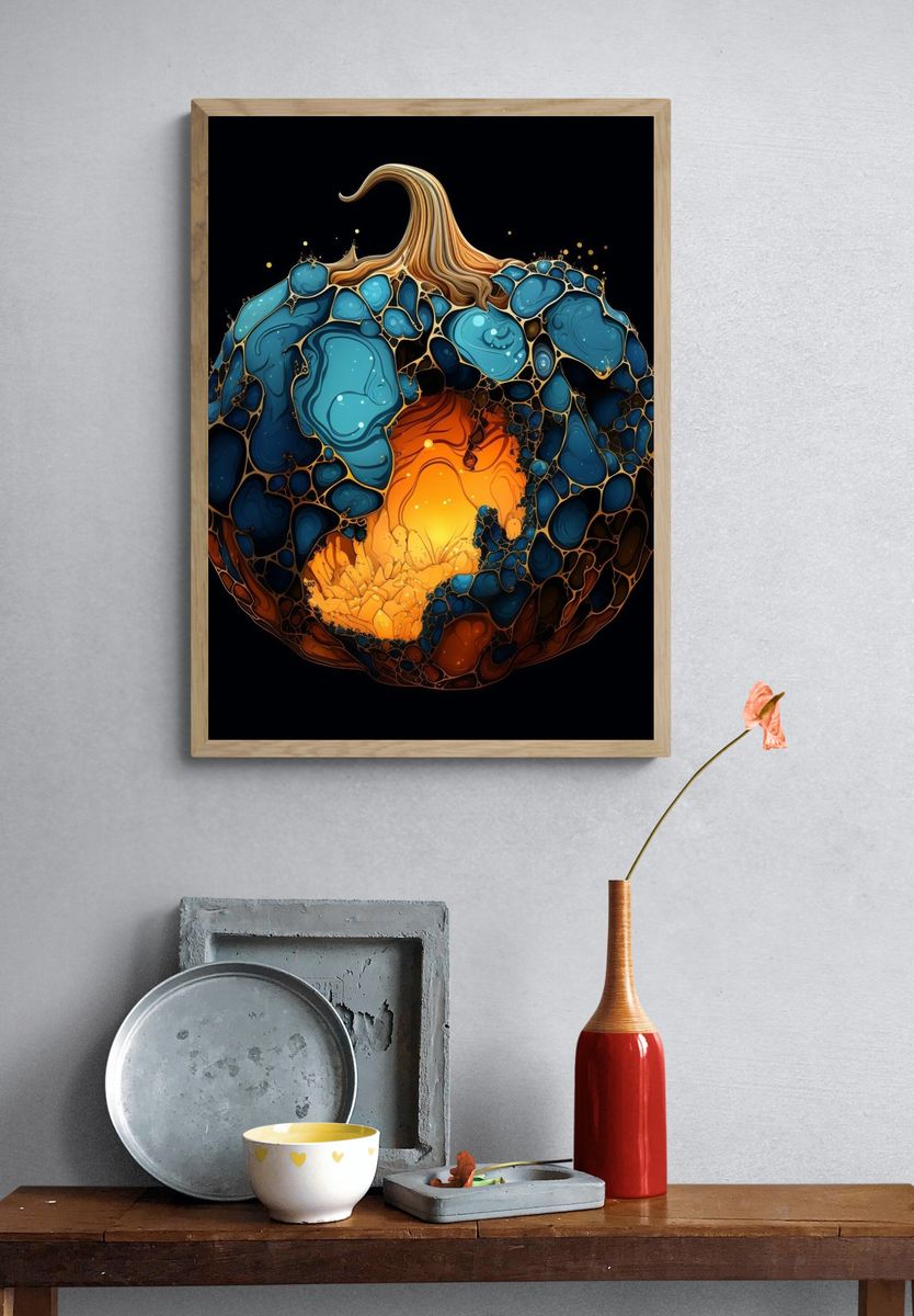 Abstract Pumpkin Glow Poster. — room view 3