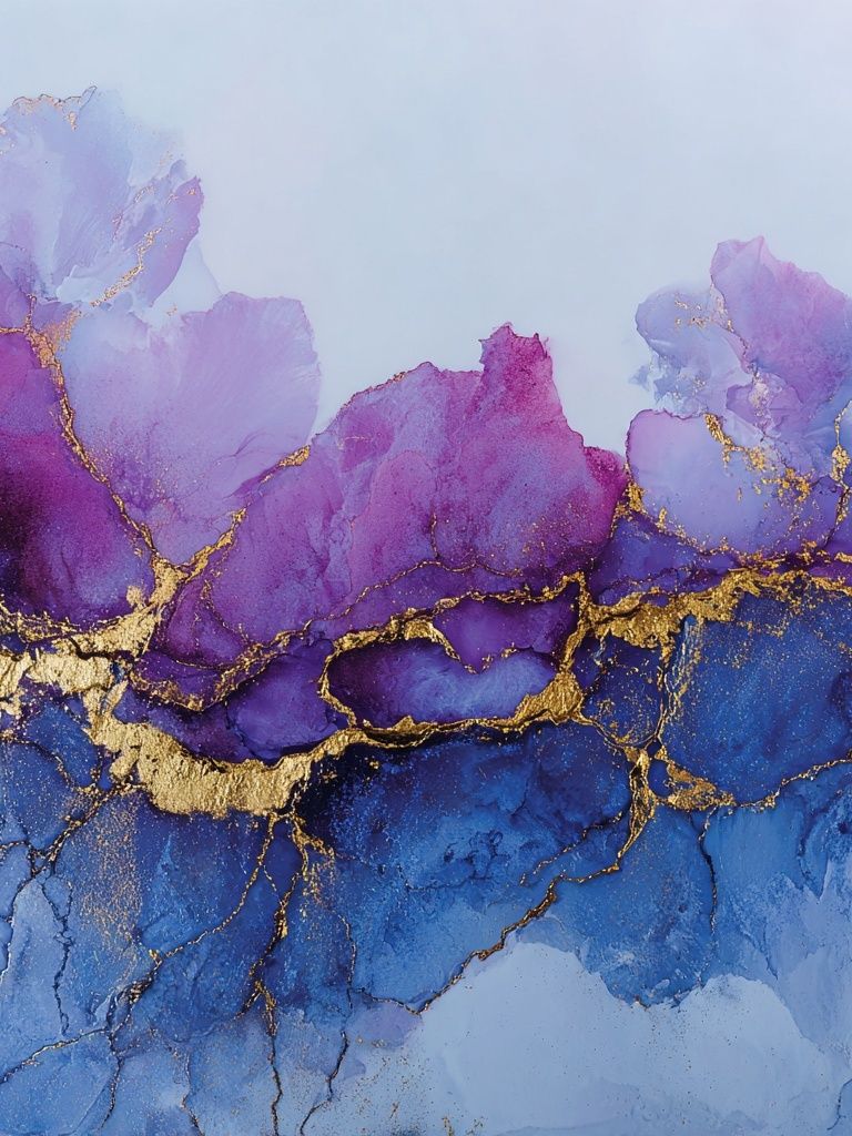 Purple Blue Gold Abstract Poster. poster detail