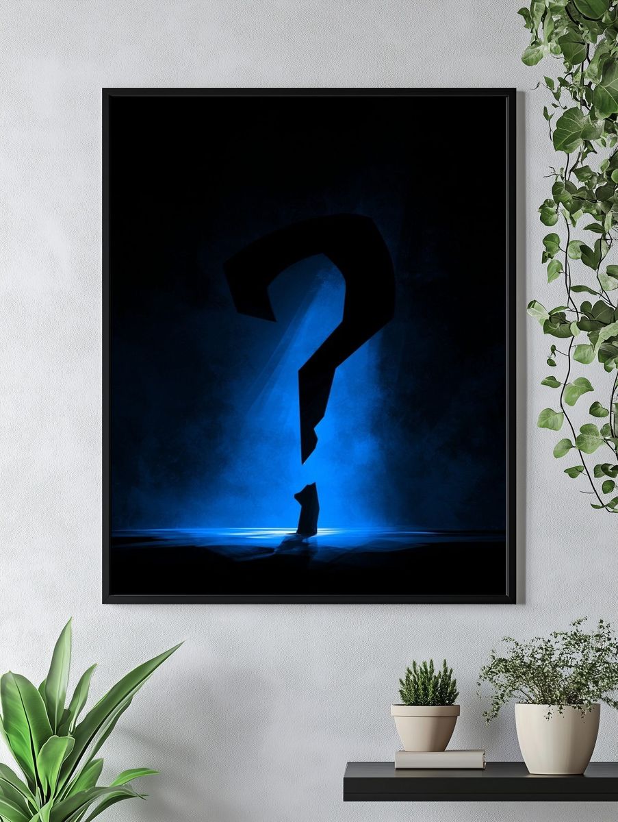 Blue Question Mark Mystery Poster. — room view 4