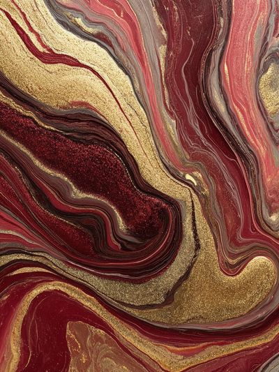 Crimson Gold Marbled Abstract Poster. poster print