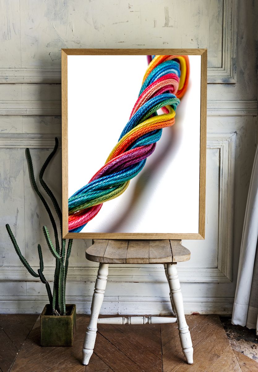 Rainbow Braided Rope Print. room preview