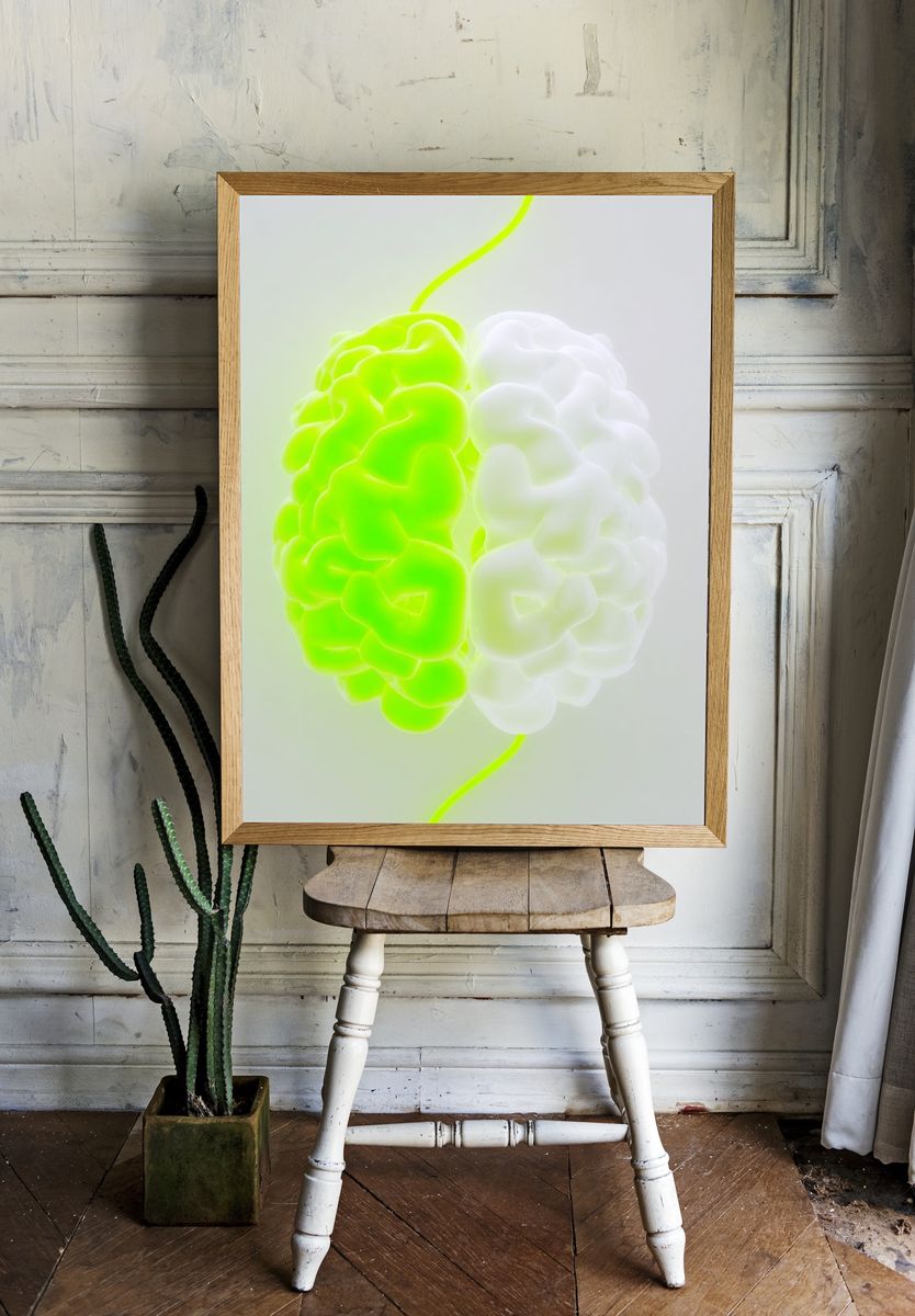 Neon Brain Abstract Poster. room preview