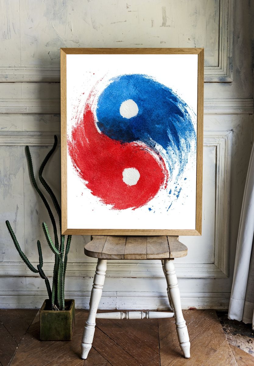 Yin Yang Brushstroke Poster room preview