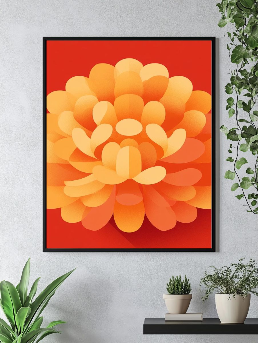 Orange Bloom Abstract Poster. — room view 4