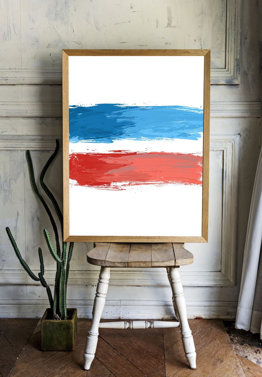 Blue and Red Brushstroke Abstract Poster. room preview
