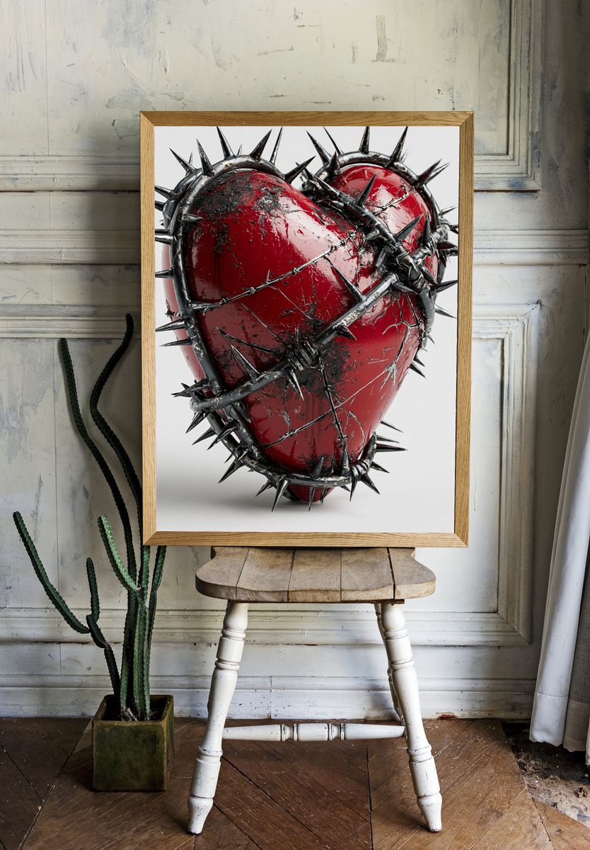 Barbed Wire Heart Abstract Poster. — room view 1