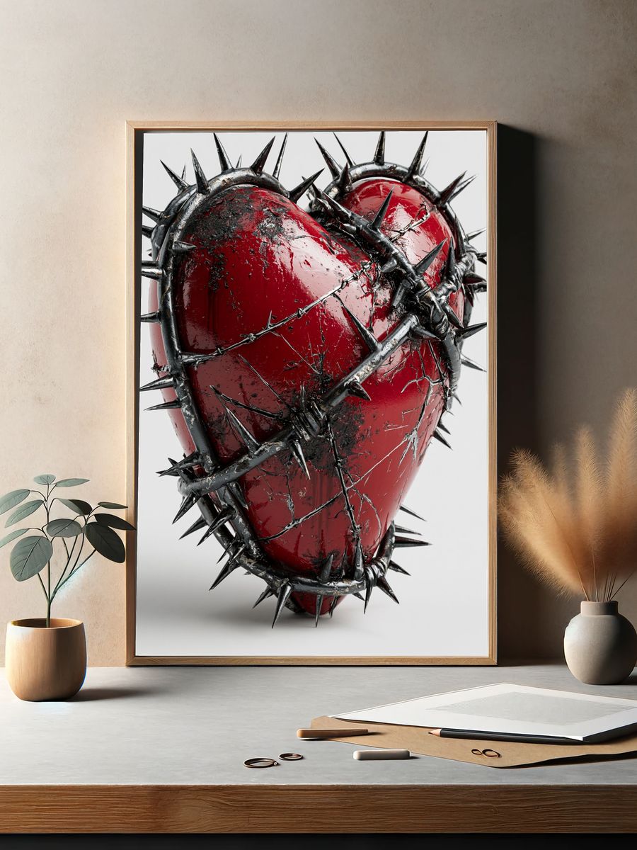 Barbed Wire Heart Abstract Poster. — room view 2