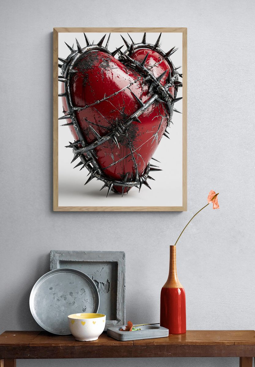 Barbed Wire Heart Abstract Poster. — room view 3