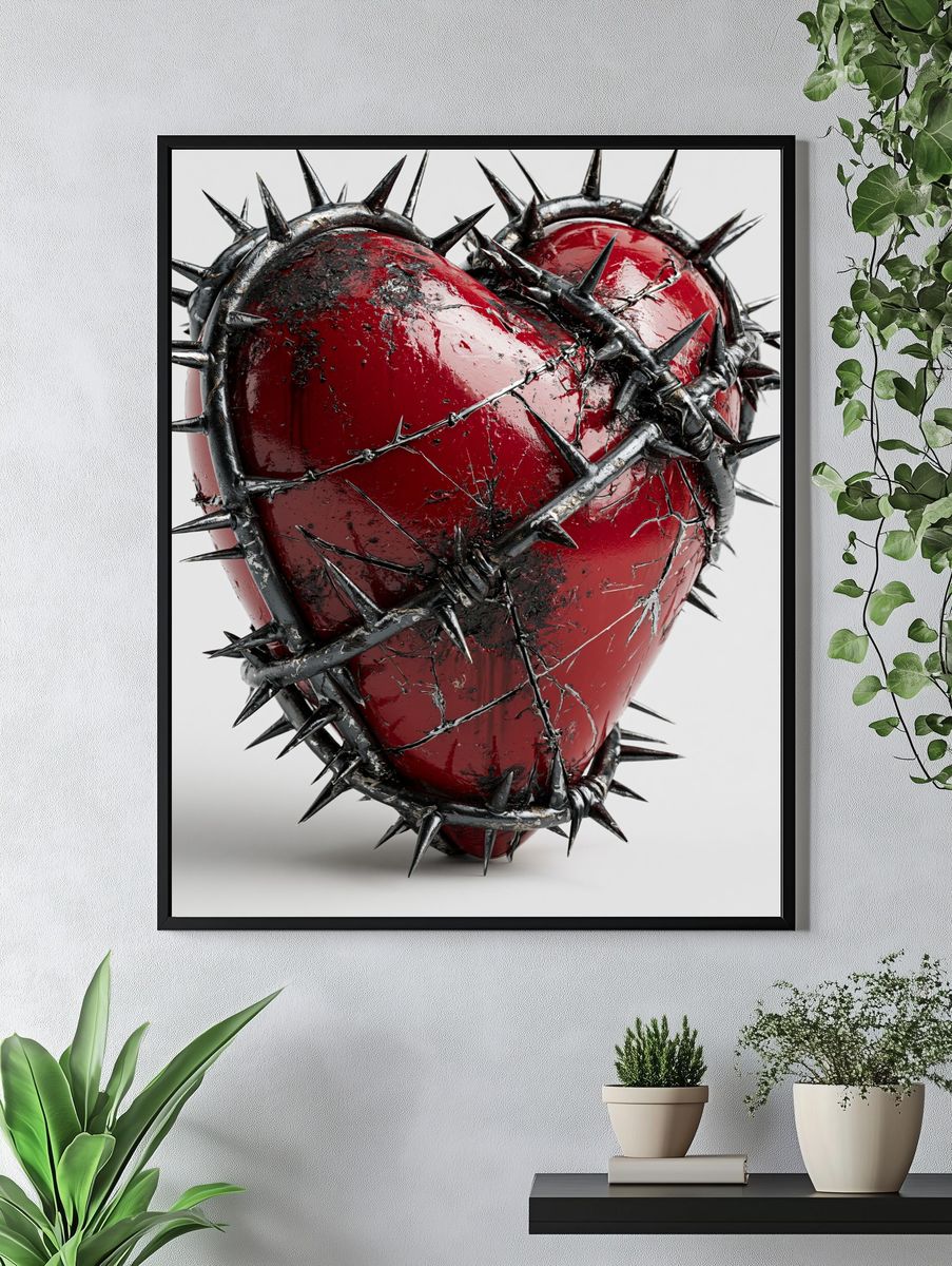 Barbed Wire Heart Abstract Poster. — room view 4