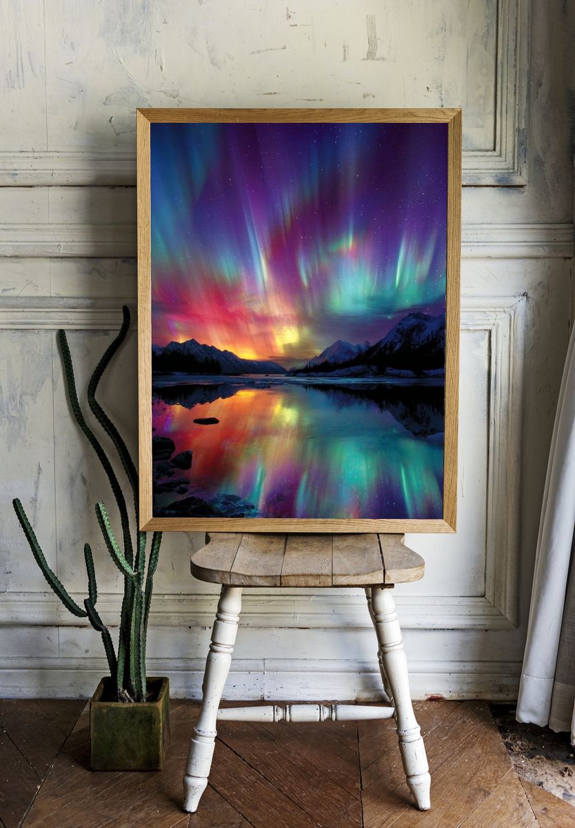 Aurora Borealis Reflection — Nature Print. — room view 1