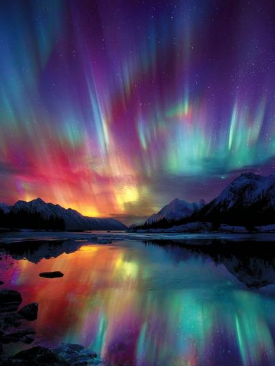 Aurora Borealis Reflection — Nature Print.