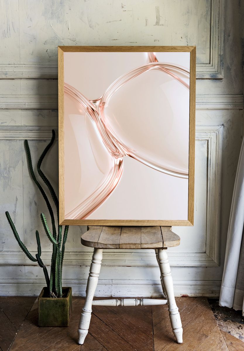 Rose Gold Fluid Abstract Poster. room preview